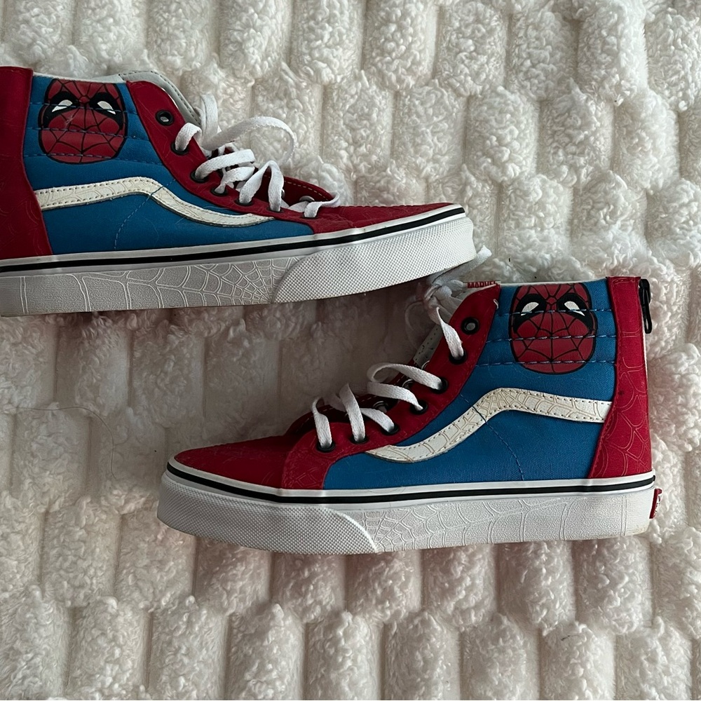 Vans Kids Red and Blue Spider Sneakers